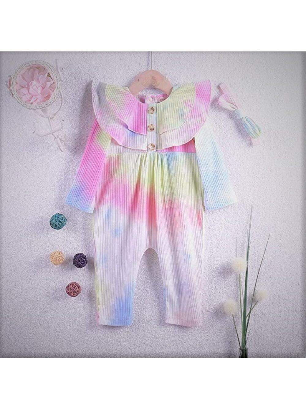 3-6 month Tie Dye Romper with Headband Set